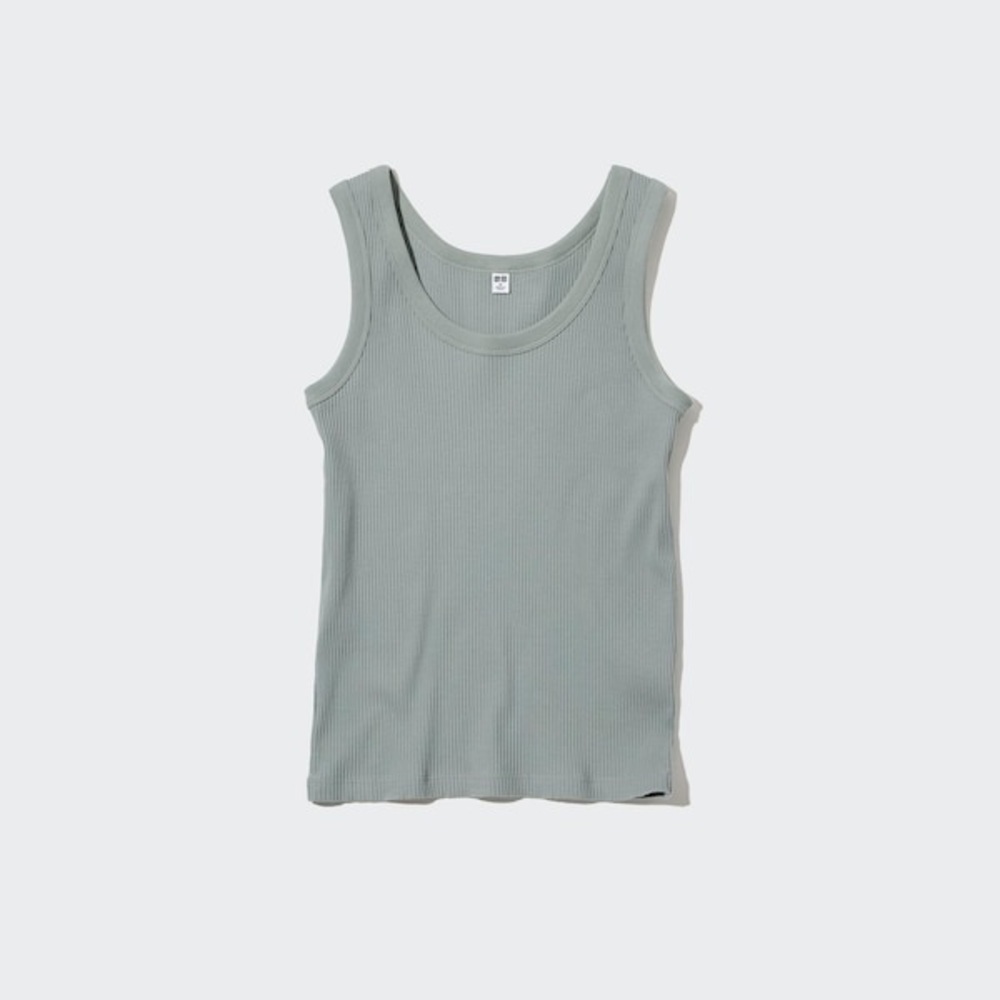 Uniqlo light teal blue ribbed tank